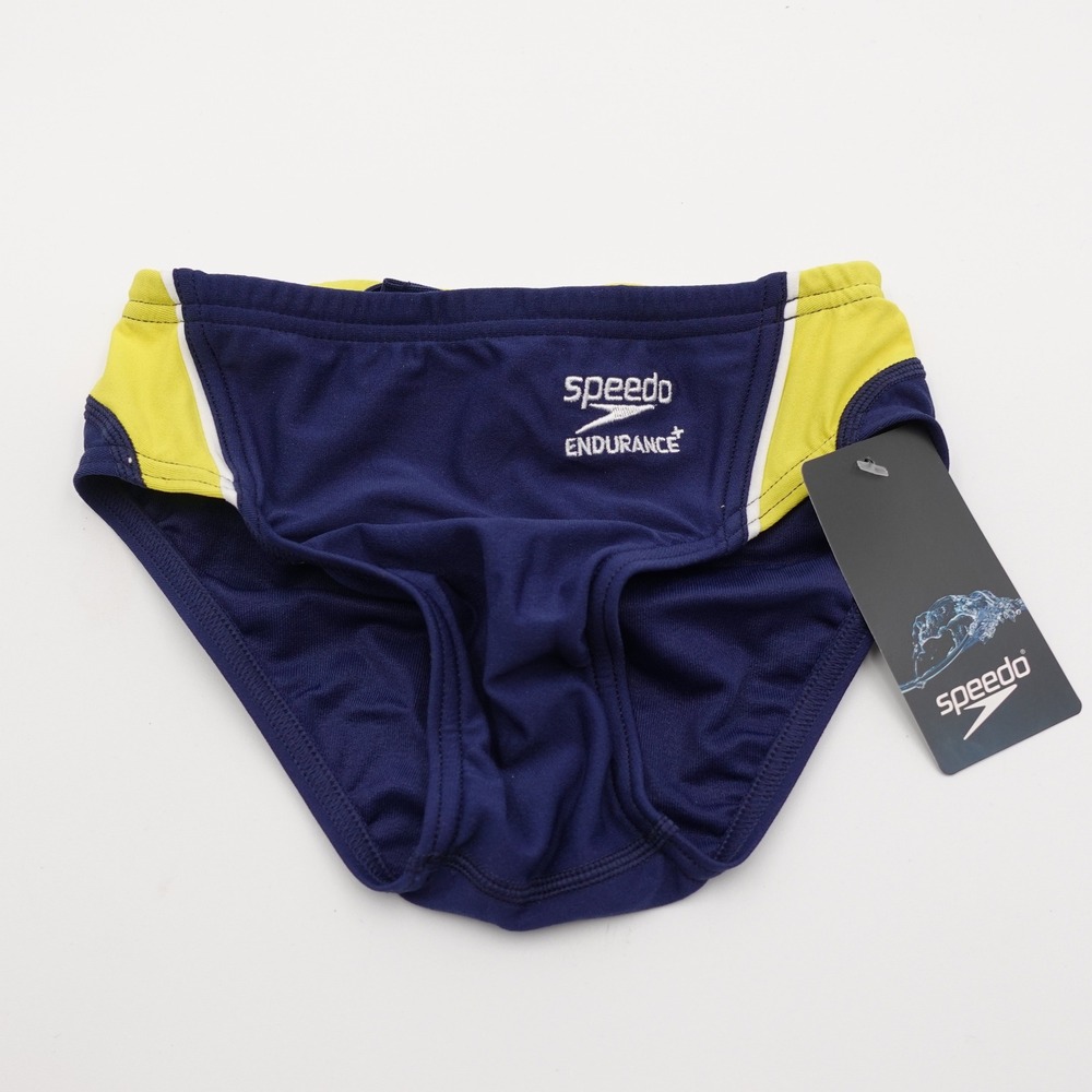Speedo Endurance+ Swim Briefs Mens 24 Navy Gold NWT Performance Training
